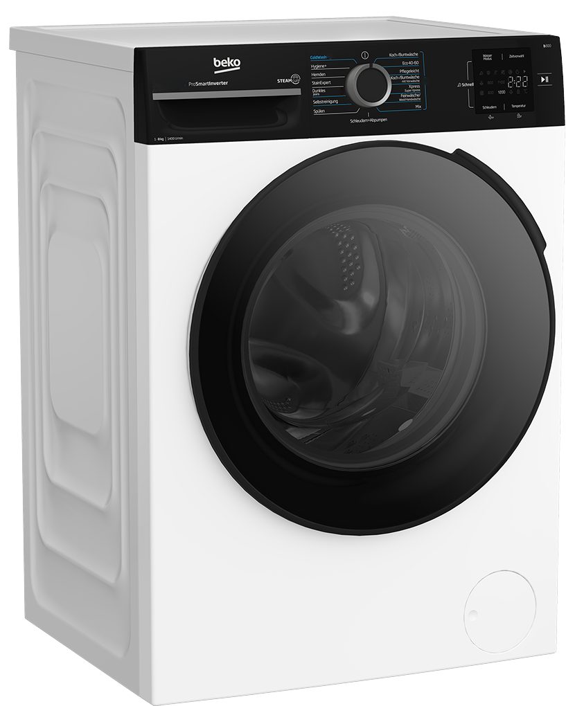 BEKO Waschmaschine BM3WFU3841R, 8 kg, 1400 U/min, AddXtra Nachlegefunktion, Hygiene+ (allergikergeeignet), Coldwash