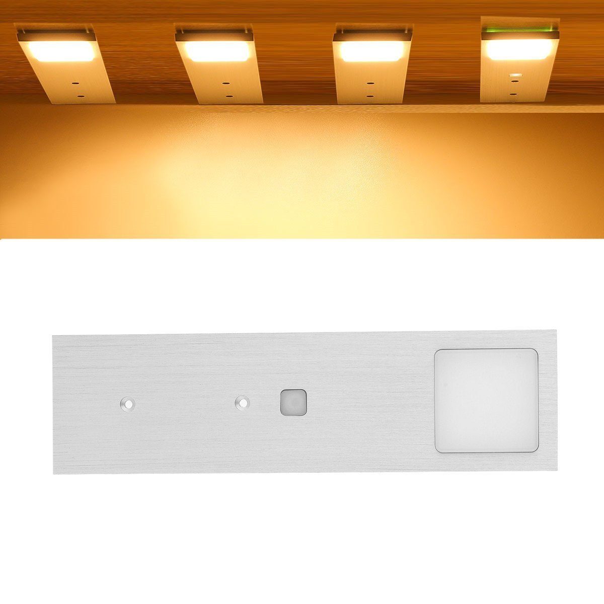 Aluminiumkörper, integriert, Unterbauleuchten iscooter mit dünn 1er Warmweiß, 5W- warmweiss Set LED und Touch-Dimmfunktion fest LED Super Unterbauleuchte LED Küchenleuchte,