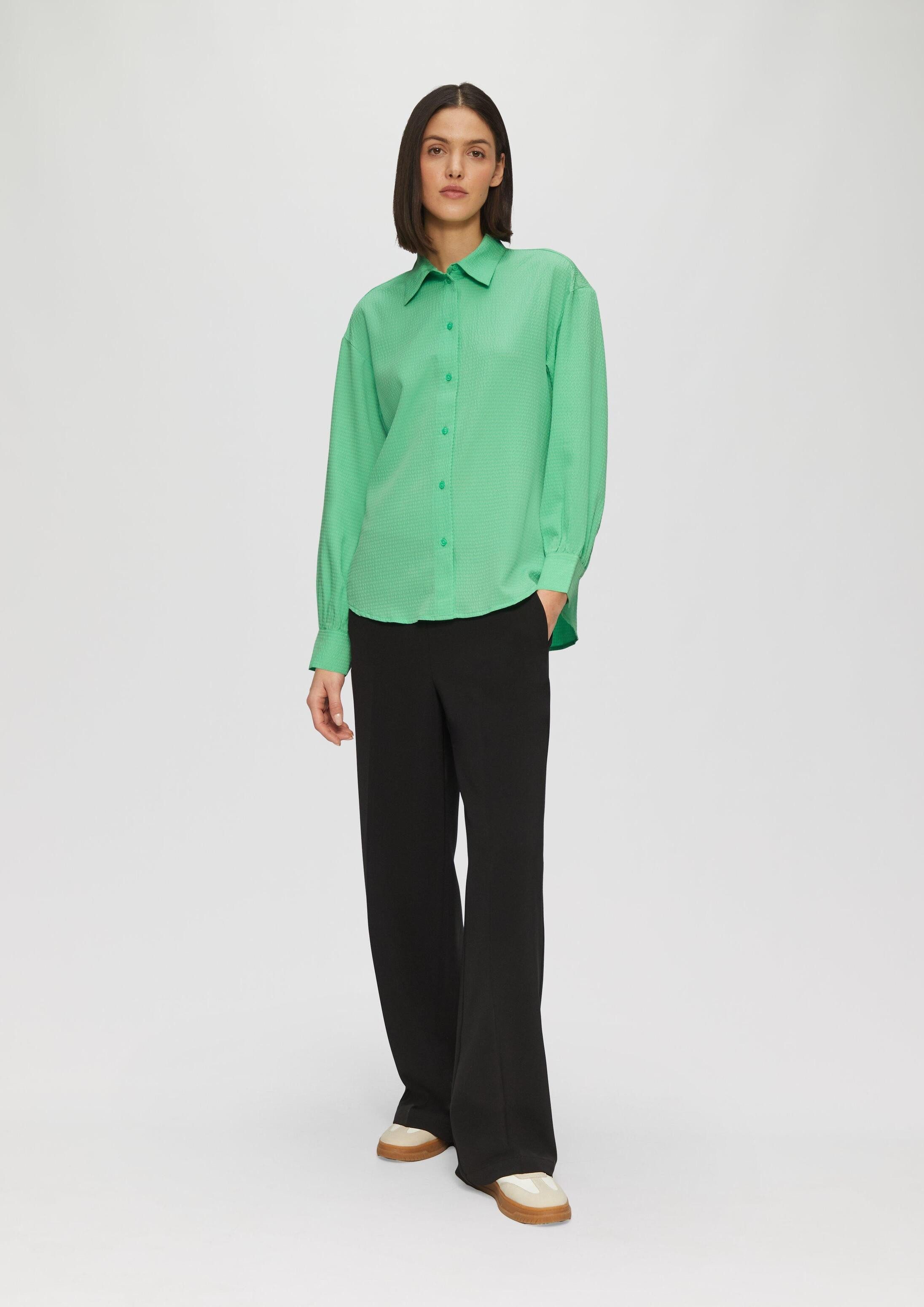 s.Oliver Langarmbluse Bluse Strukturierte Hemdbluse mit Raffung