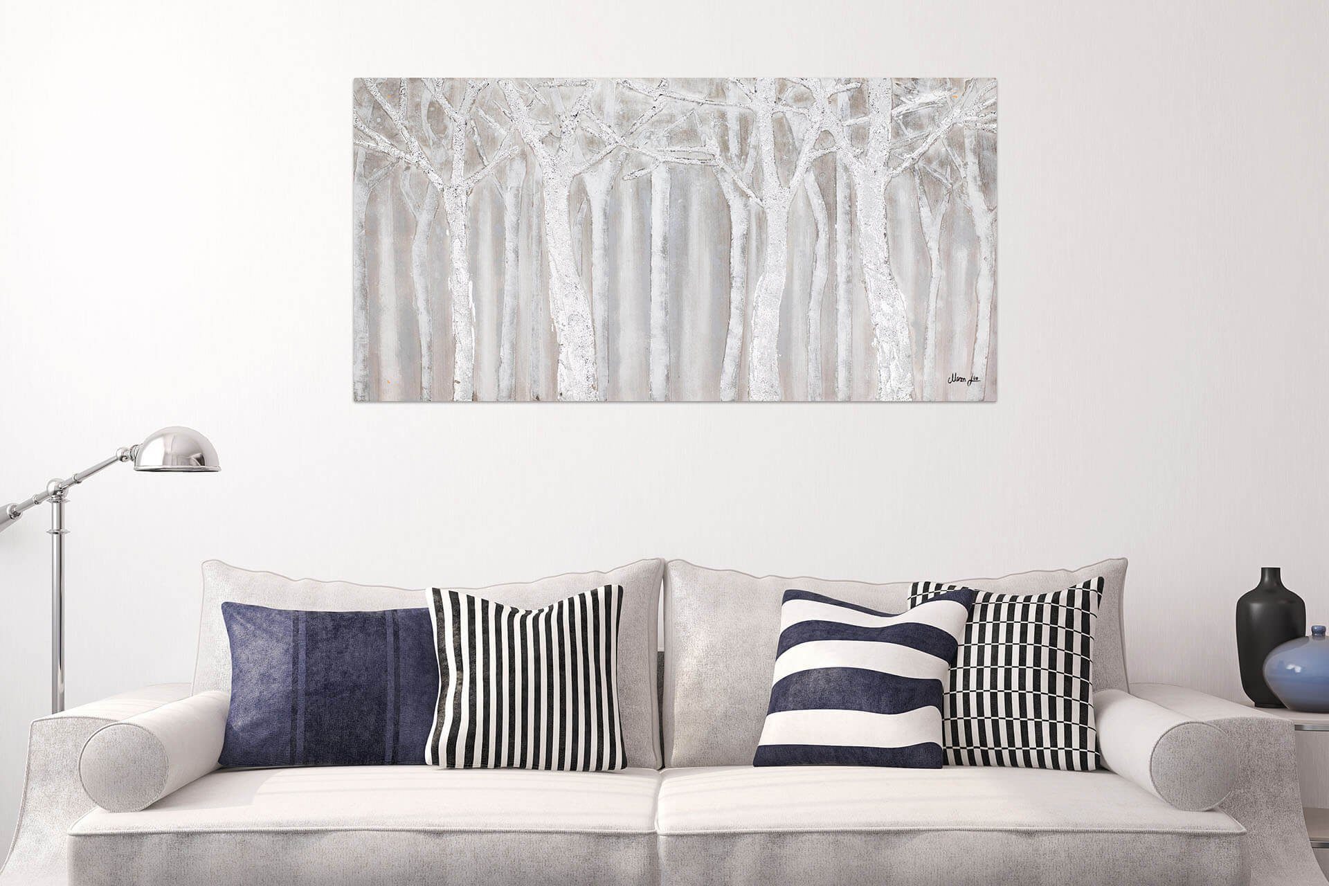 140x70 Leinwandbild Wohnzimmer Whispering 100% Gemälde Wandbild Trees cm, HANDGEMALT KUNSTLOFT