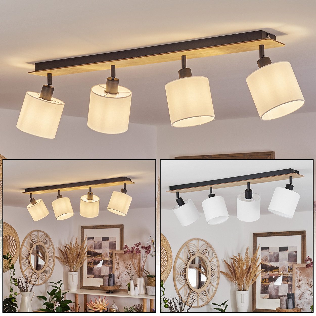 hofstein Deckenleuchte »Costa« Deckenlampe aus Holz/Metall/Stoff günstig online kaufen