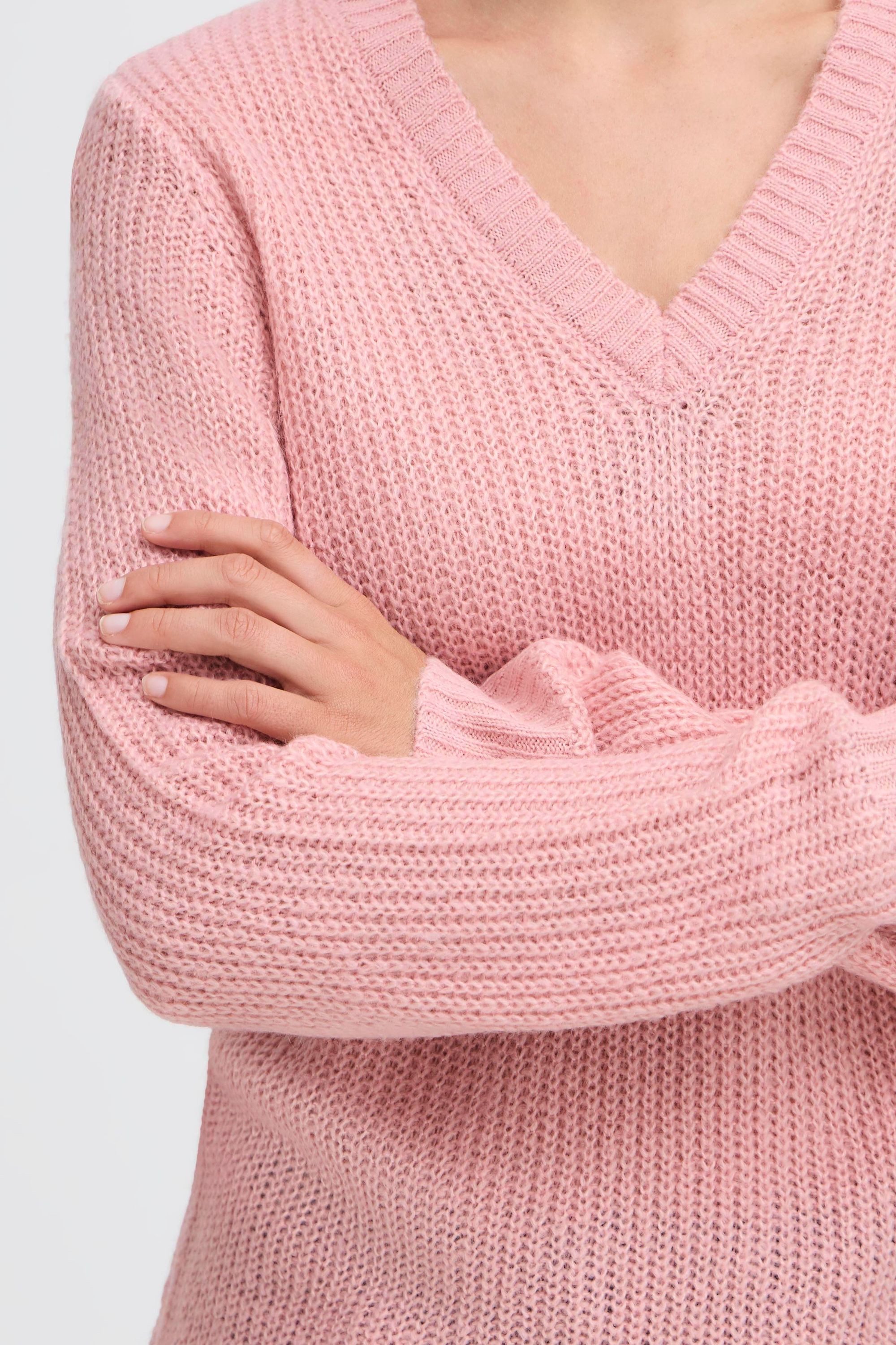 OXMO V-Ausschnitt-Pullover OXFSinvi Modischer Grobstrick-Pullover mit V-Ausschnitt