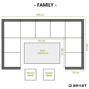 BRAST Gartenlounge-Set Family, bis zu 11 Personen viele Farben, inkl. extra Dicke Kissen, TÜV geprüft Outdoor Loungemöbel