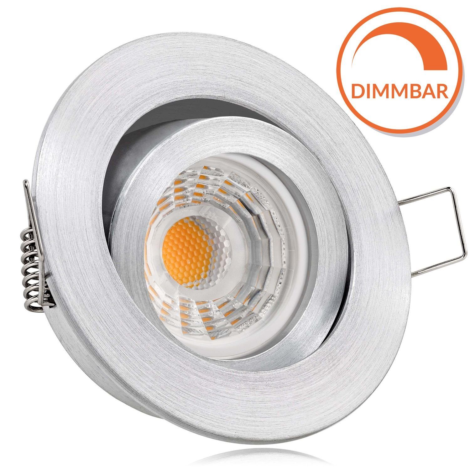 LEDANDO LED Einbaustrahler LED Einbaustrahler Set Aluminium natur mit LED GU10 Markenstrahler von