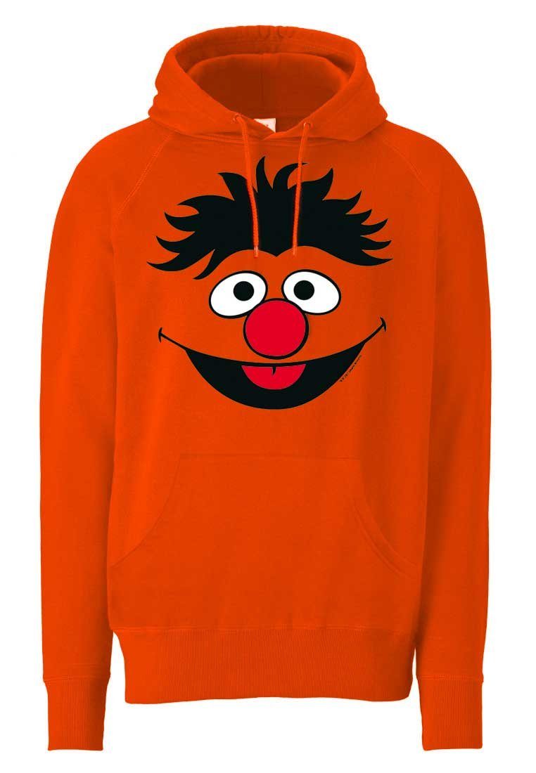 Gesicht lizenziertem Print Ernie mit Kapuzensweatshirt Sesamstrasse LOGOSHIRT -