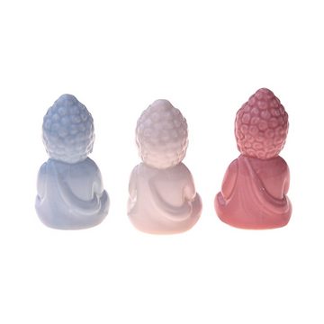 Flanacom Dekofigur Mini-Buddha - 3er Set - Keramikfiguren (Set, 3 St., 3-tlg), dreifarbig