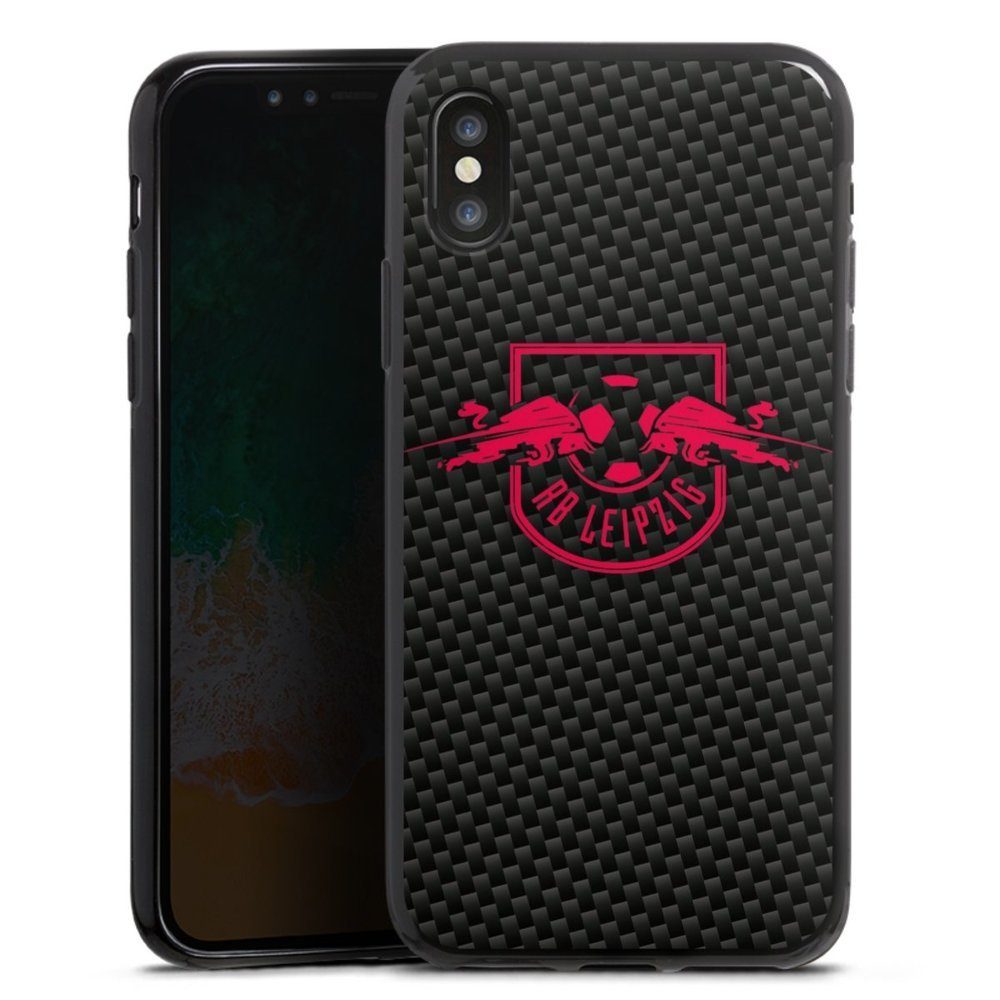DeinDesign Handyhülle Rotes RB Leipzig Logo auf Carbonoptik, Hülle RB Leipzig Carbon Offizielles Lizenzprodukt
