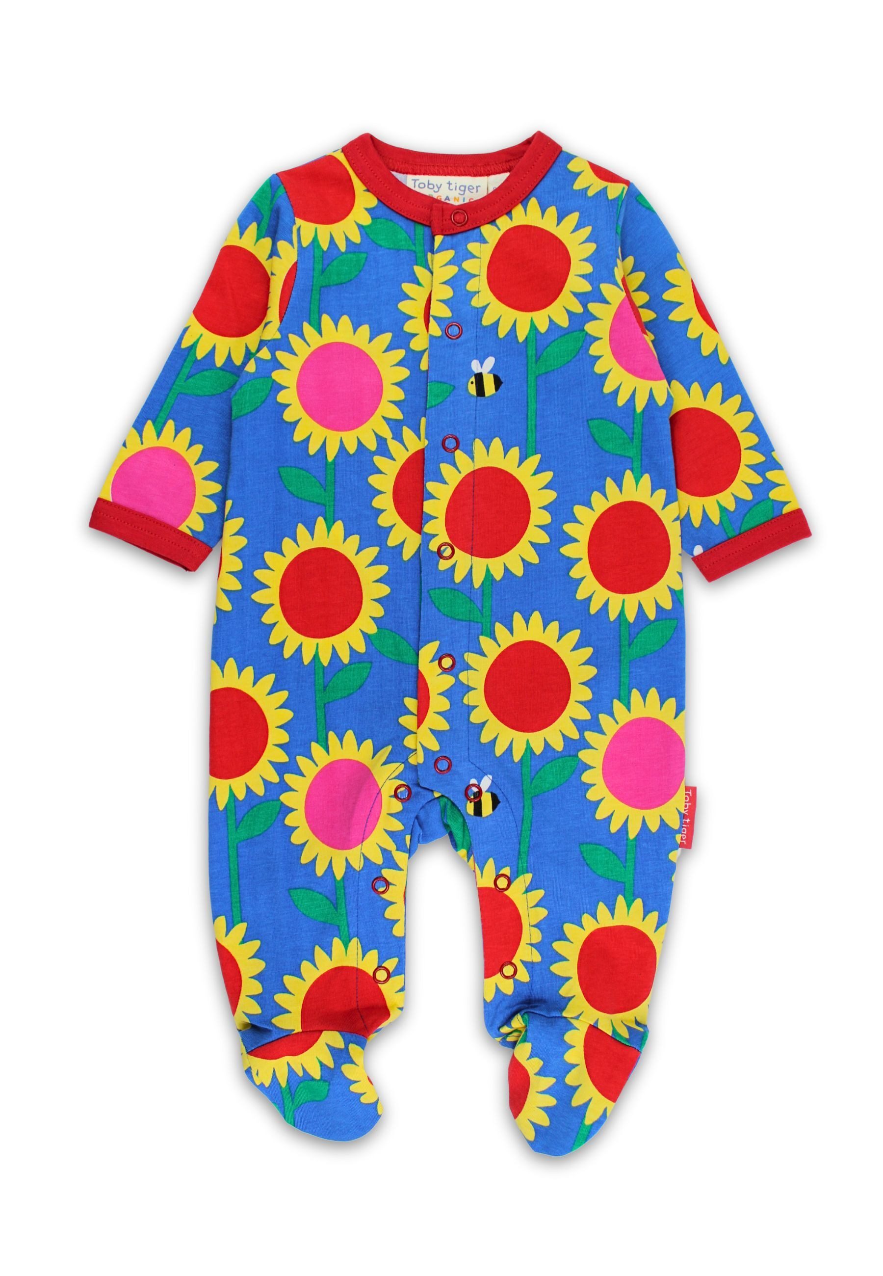 Toby Tiger Strampler Schlafanzug einteilig mit Sonnenblumen-Meer Print