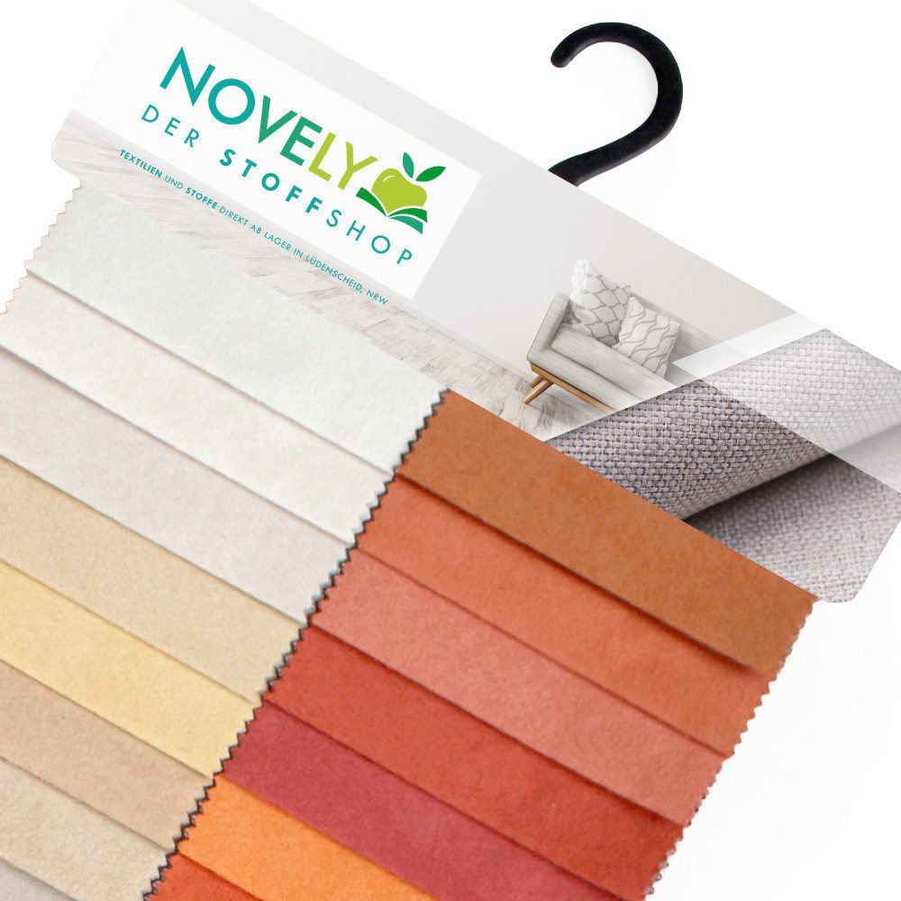 novely® Stoff Musterfächer ALPEN Velours-Microfaser-Möbelstoff im Wildleder-Look, Robust, Wasserfest, Samtweich