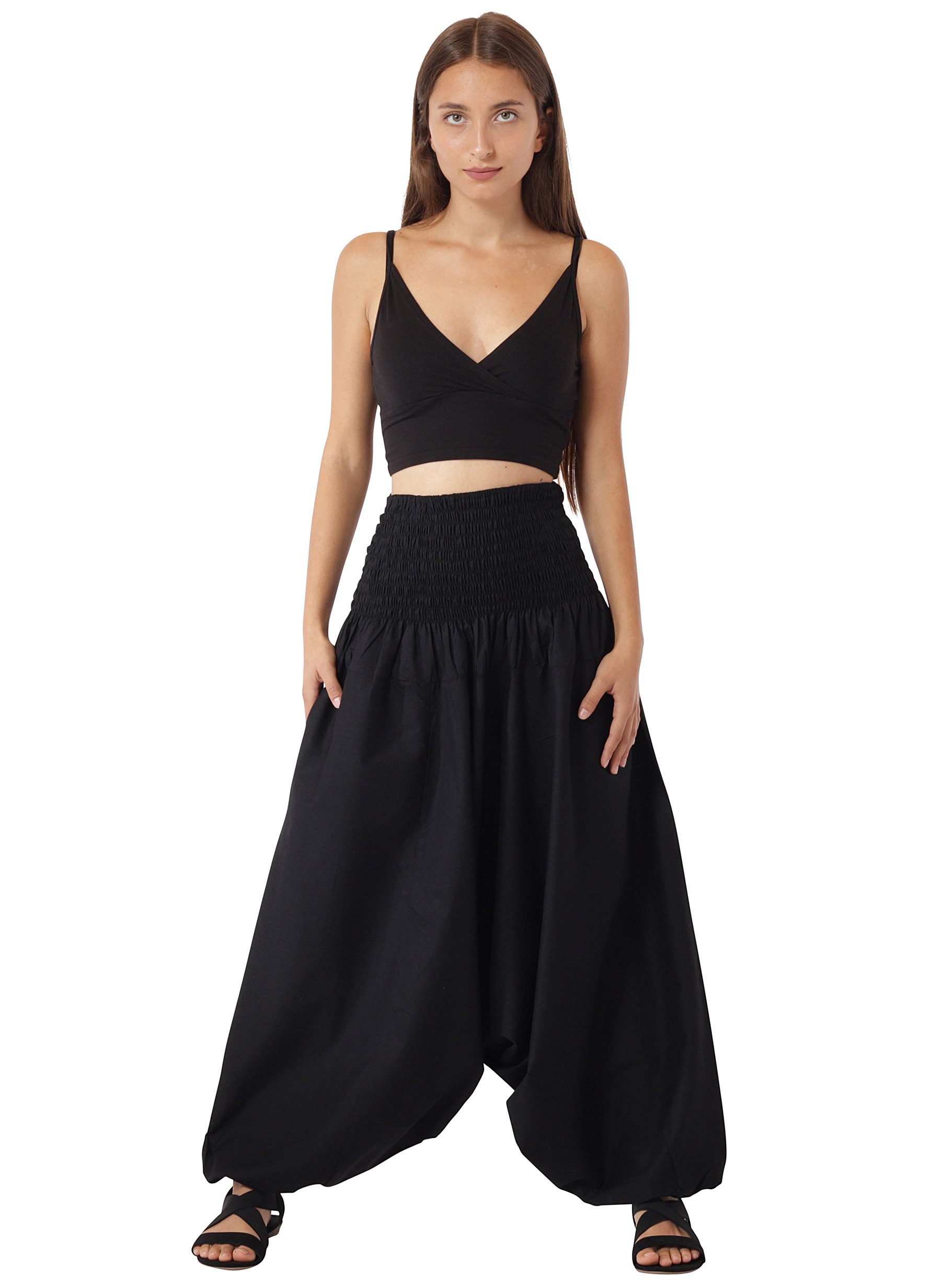 Haremshose Extragroße Haremshose XXL Aladinhose für Damen und Herren Schwarz