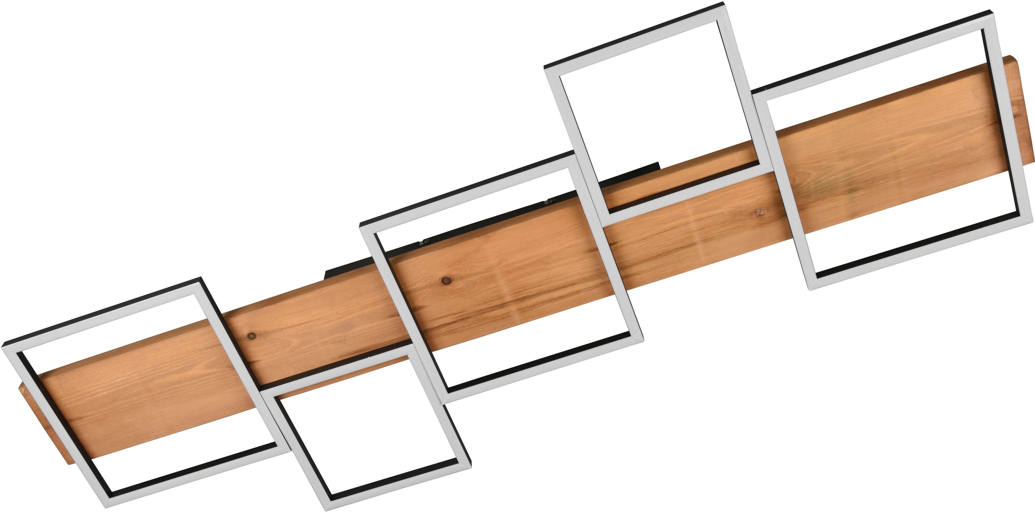 TRIO Leuchten LED Deckenleuchte Harper, Dimmfunktion, mehrere Helligkeitsstufen, LED fest integriert, Warmweiß, Deckenlampe aus Holz + Metall LED mit 3 Dimmstufen, warmweiß, 5700 Lm