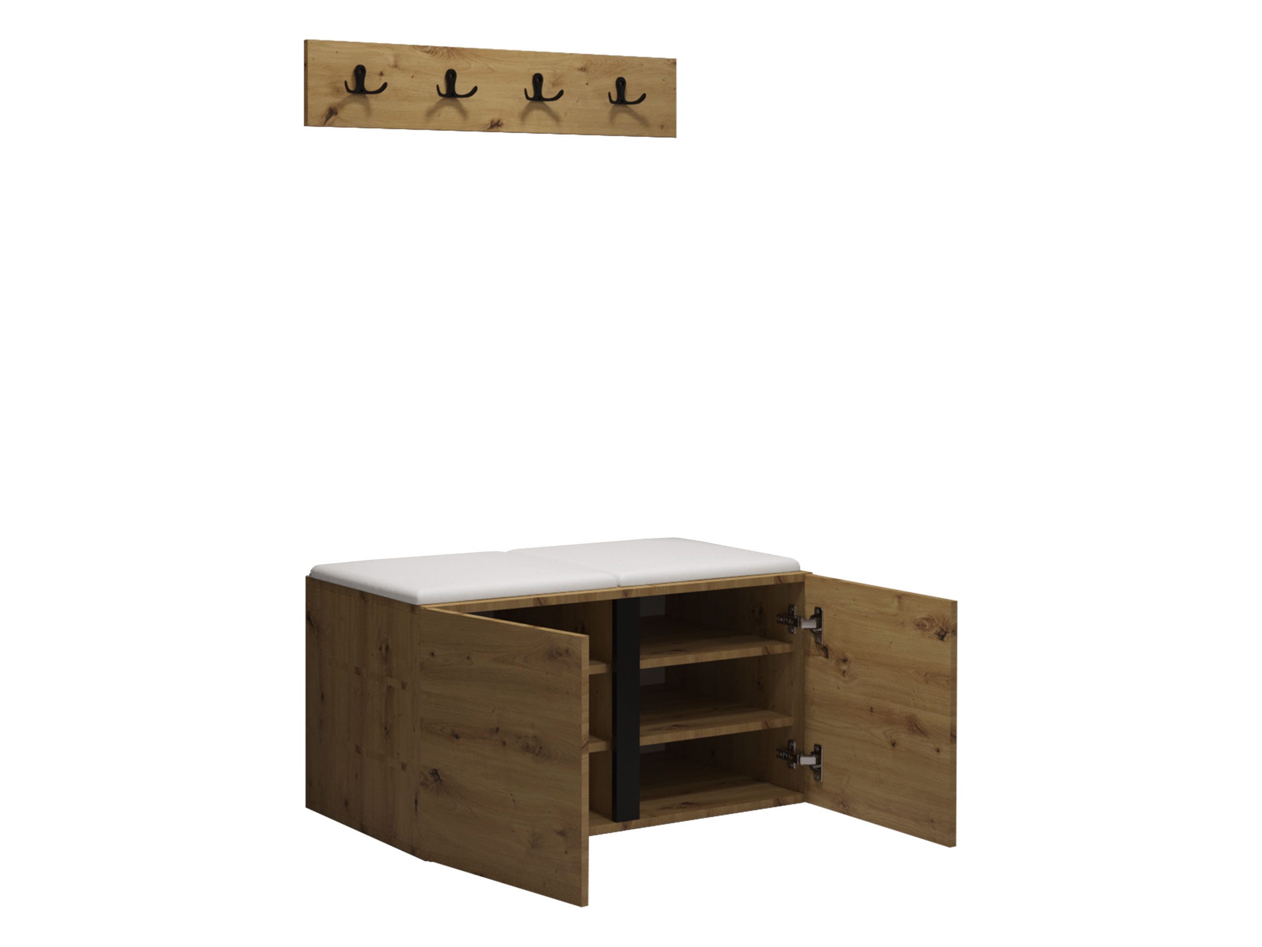 MIRJAN24 Garderoben-Set Orion VI, (Komplett-Set, mit Schuhschrank, Kleiderhakenbrett, Gepolstertes Paneel 2x 42x42), Auswahl aus Fronten und Polsterplatten