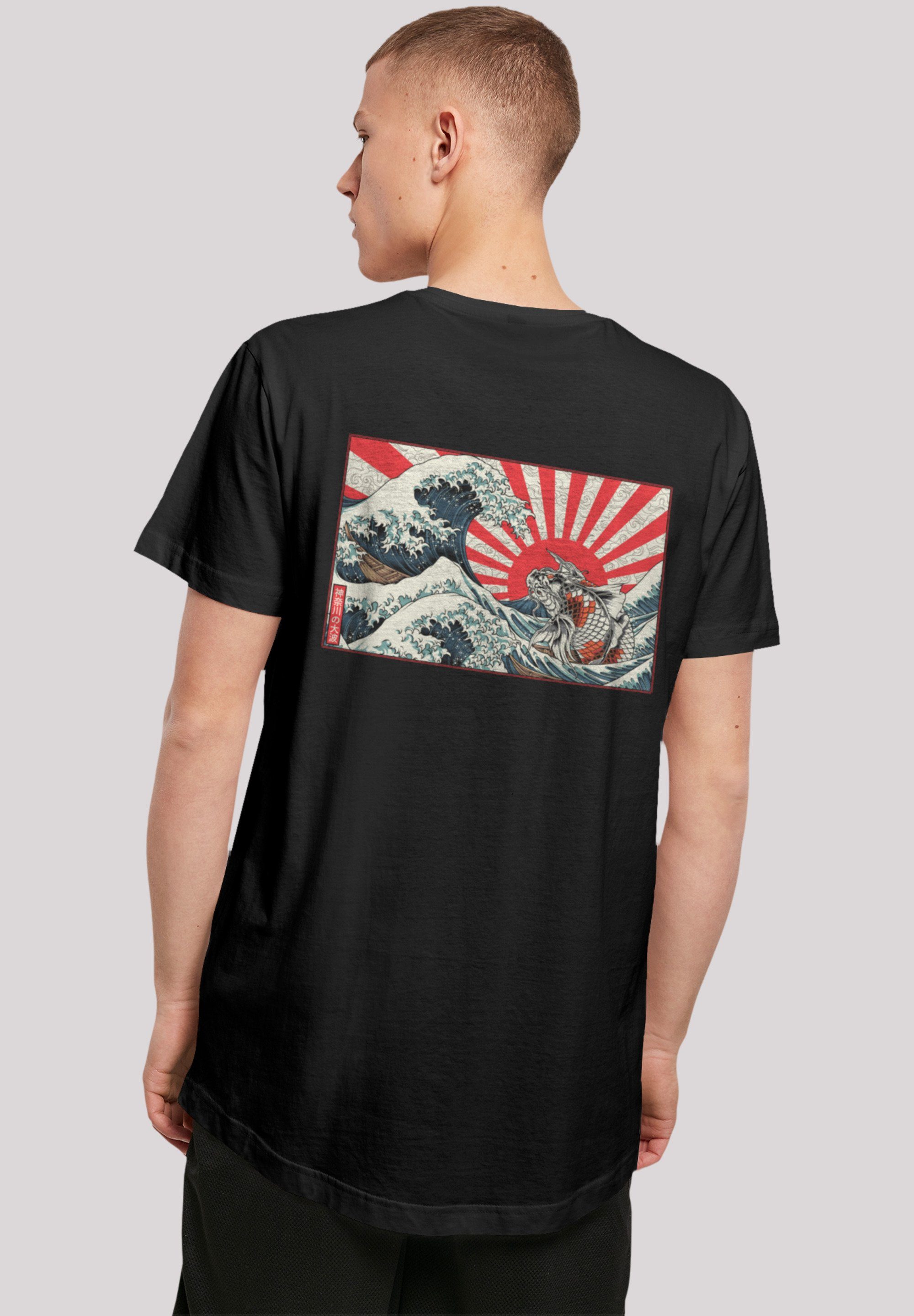 schwarz Welle T-Shirt Kanagawa Japan Print F4NT4STIC