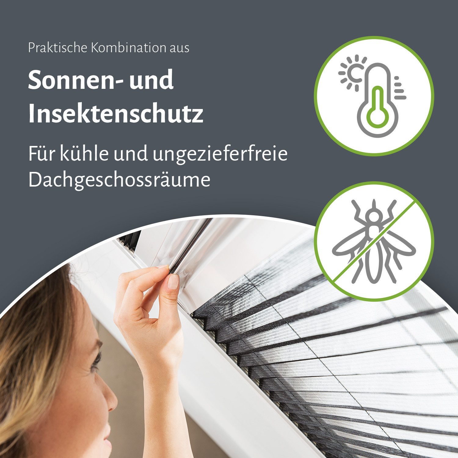 empasa Dachfensterplissee "MASTER DUO", verdunkelnd, Alu Führungsprofile, 2-in-1 Lösung Sonnen- & Insektenschutz