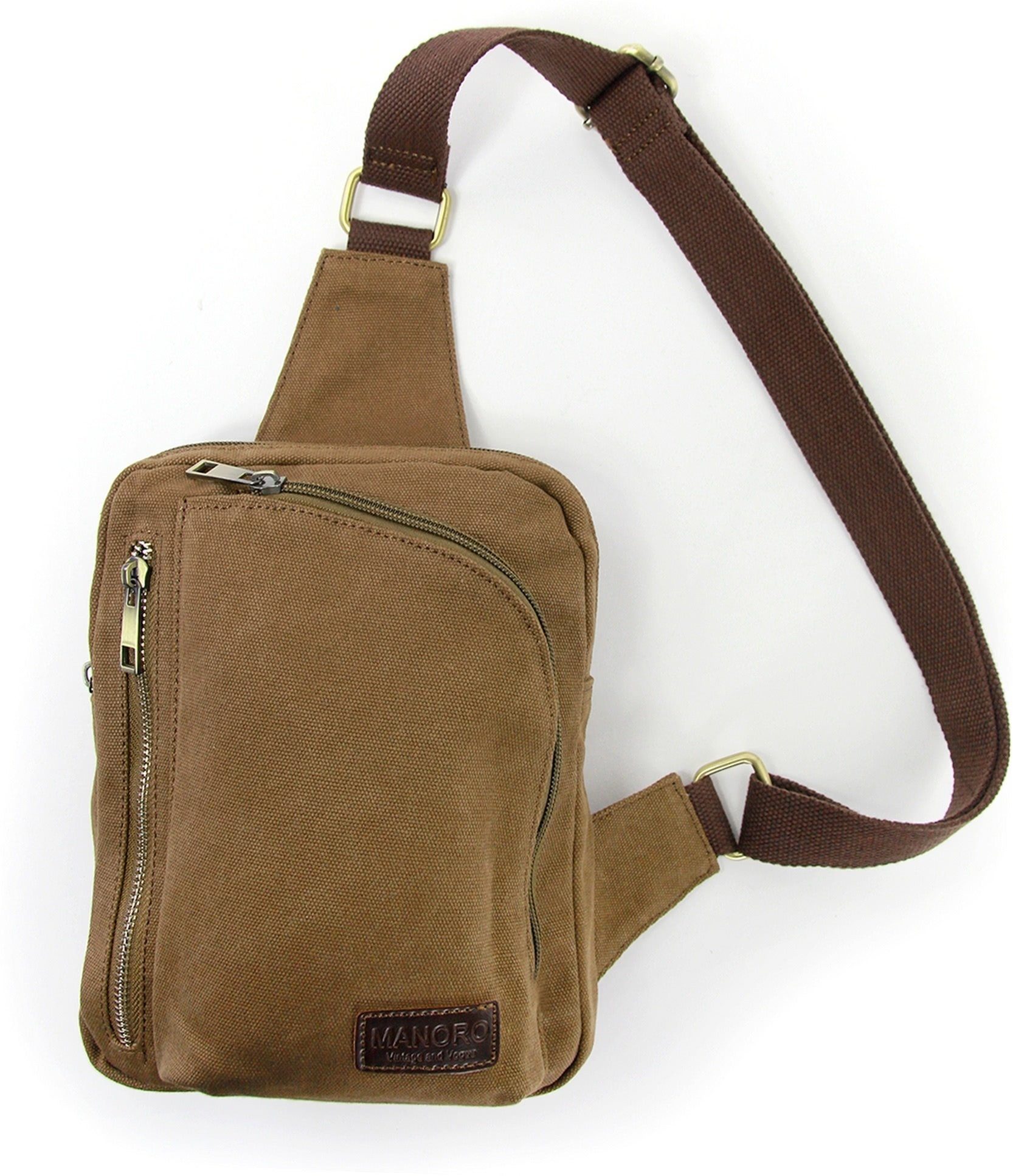 DrachenLeder Umhängetasche Manoro Canvas Tasche Herren Umhängetasch (Umhängetasche, Umhängetasche), Herren, Jugend Umhängetasche khaki, braun, Größe ca. 19cm