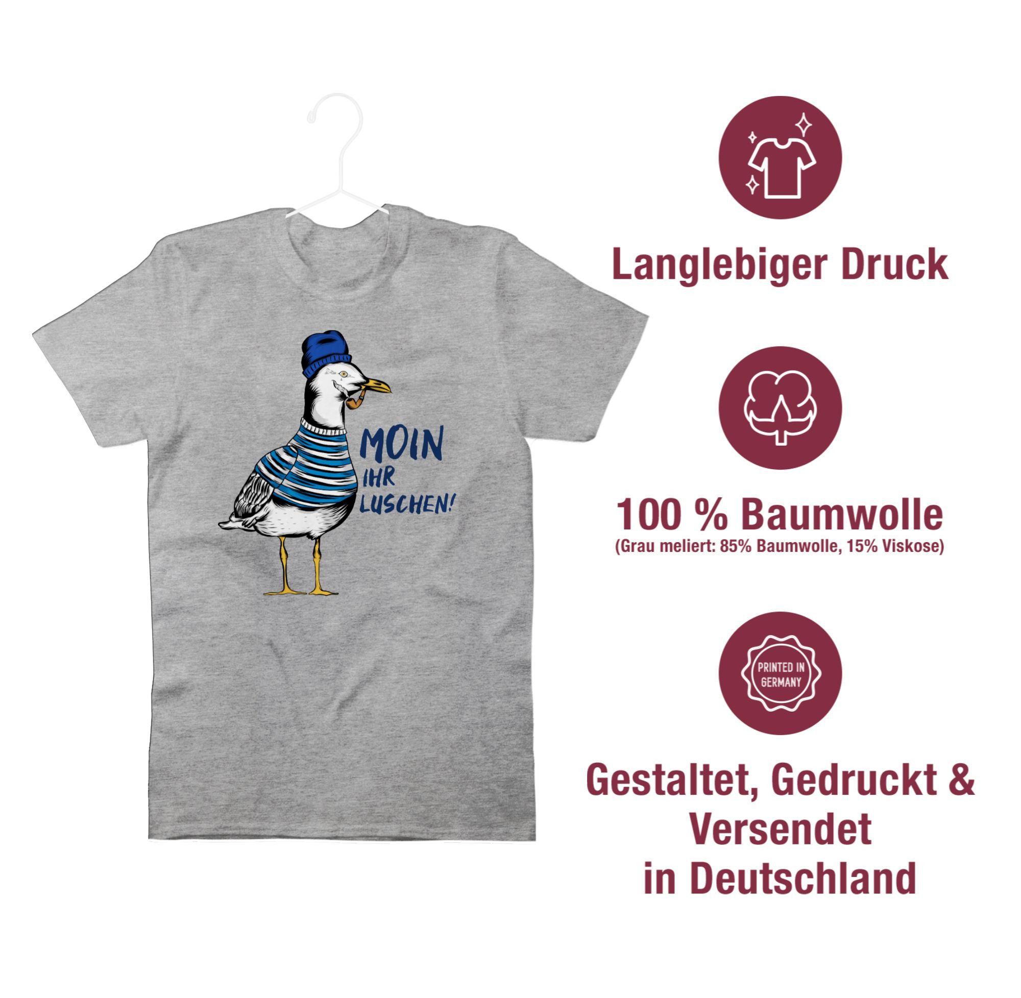 Shirtracer T-Shirt Moin ihr Luschen - Coole Möwe - Schwarz Sprüche Statement – Bild 4 von 5