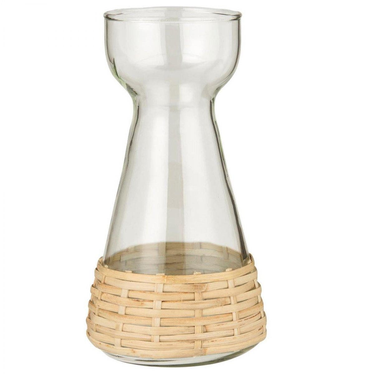 Ib Laursen Dekovase Ib Laursen Hyazinthenvase Konisch Glas mit Rattangeflecht (18,3cm)