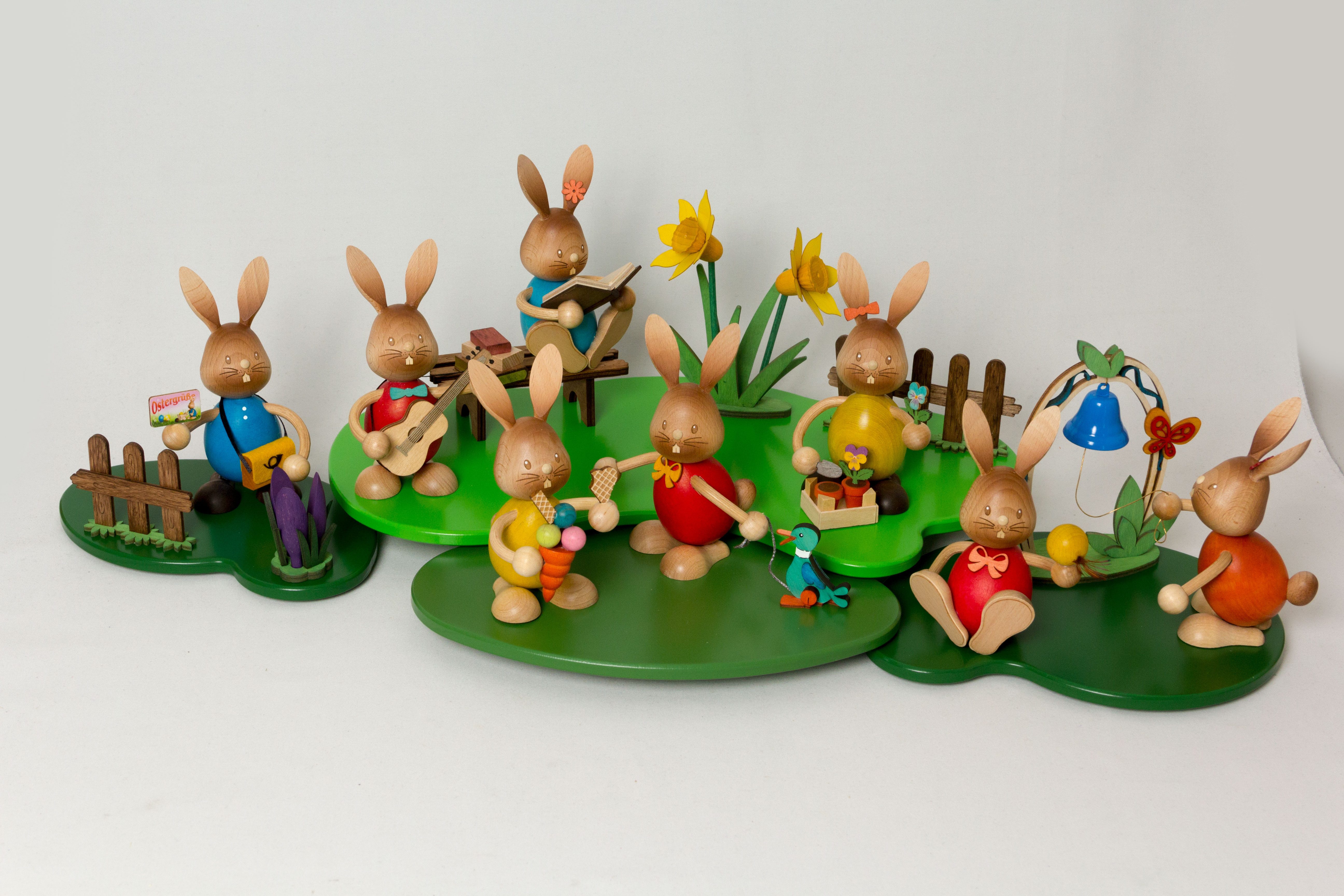 Kuhnert Osterhase Kuhnert Stupsi Hase mit Schubkarre, Erzgebirgische Holzkunst