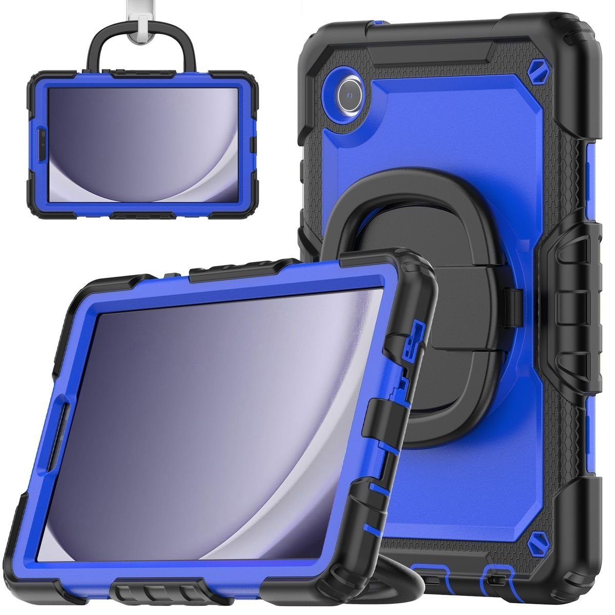 Wigento Tablet-Hülle Für Samsung Galaxy Tab A9 aufstellbare 360 Grad Hybrid Tasche + Gurt