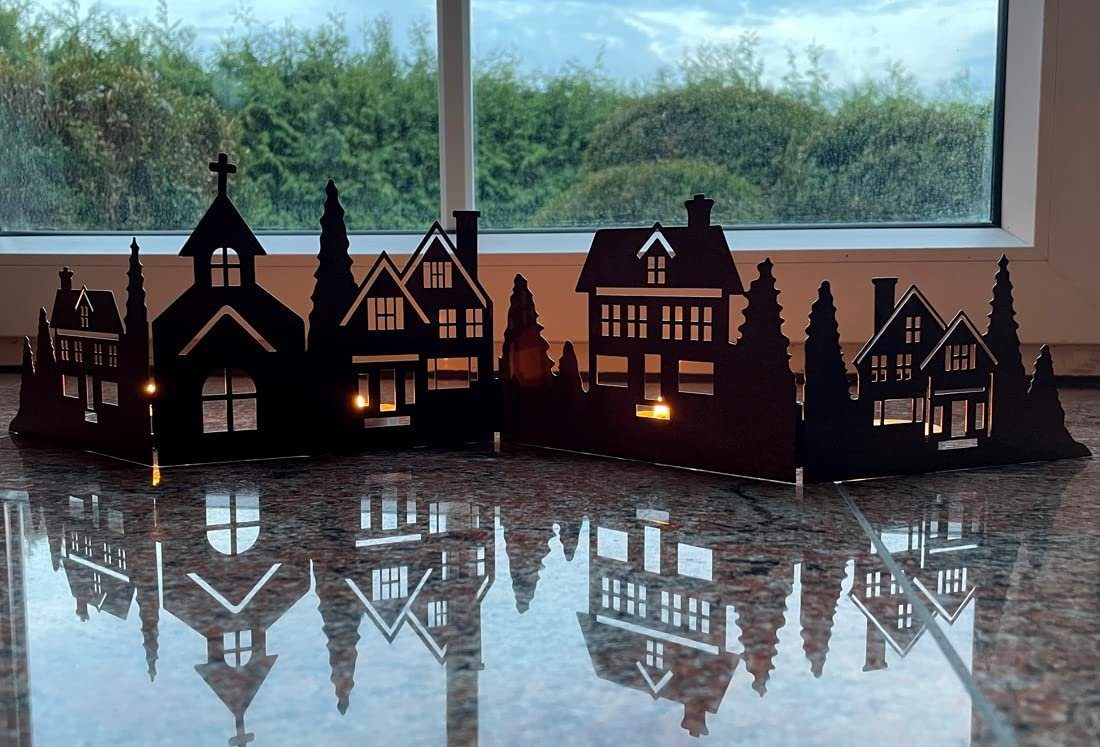 LB H&F Lilienburg Weihnachtshaus Haus Weihnachten Weihnachtshaus Lichthaus Deko Advent Fensterdeko, Winterhaus Dekoration Tisch Winter Weihnachtsdeko Licht Beleuchtung