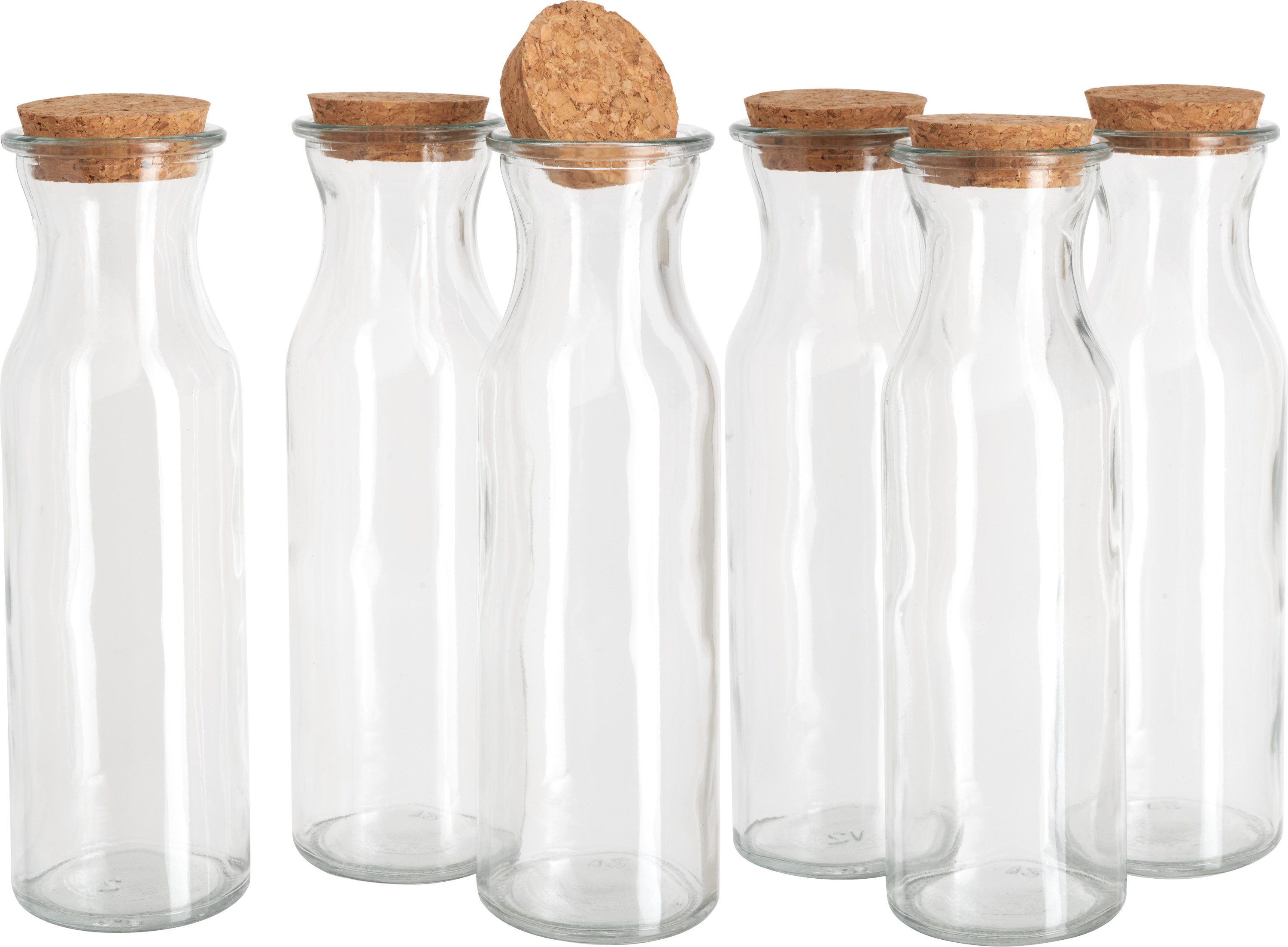 VBS Trinkflasche Glasflaschen Milk, 20 cm hoch 6er-Pack