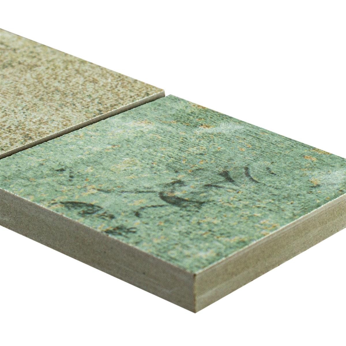 Mosafil Mosaikfliesen Feinsteinzeug Fliesen Bordüre Helena 71x71mm, Feinsteinzeug 29.000x7.100, grün, Wasserfest