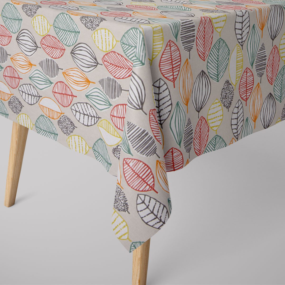SCHÖNER LEBEN. Tischdecke SCHÖNER LEBEN. Tischdecke Canyon Blätter beige braun grün rot, handmade