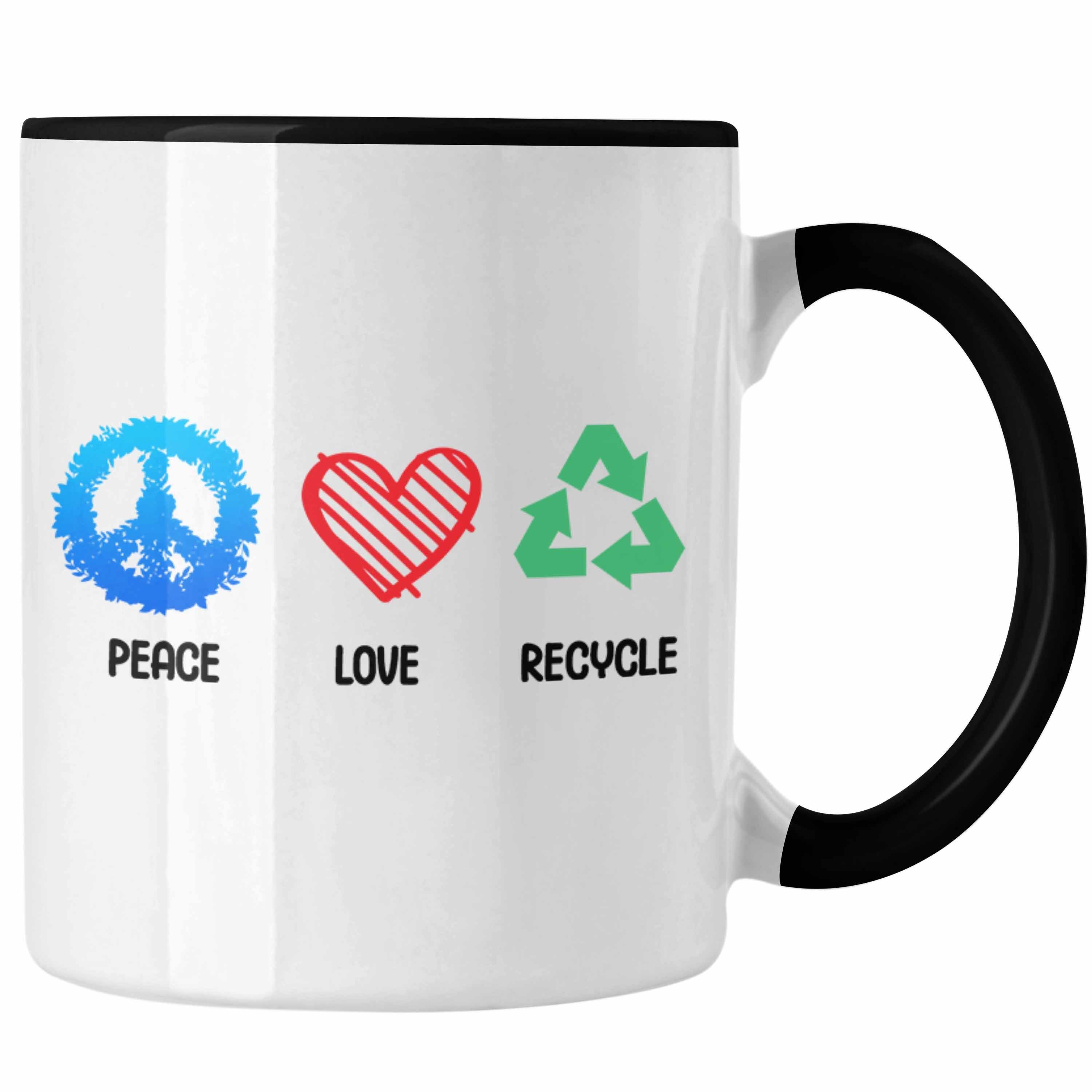 Trendation Tasse Welt Umwelt Aktivisten Tasse Geschenk Generation Retten Recyceln Schwarz