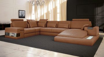 BULLHOFF Wohnlandschaft Wohnlandschaft Leder XXL Designsofa Eckcouch U-Form LED Leder Sofa Couch XL Ecksofa grau schwarz »HAMBURG« von BULLHOFF, Made in Europe, das "ORIGINAL"