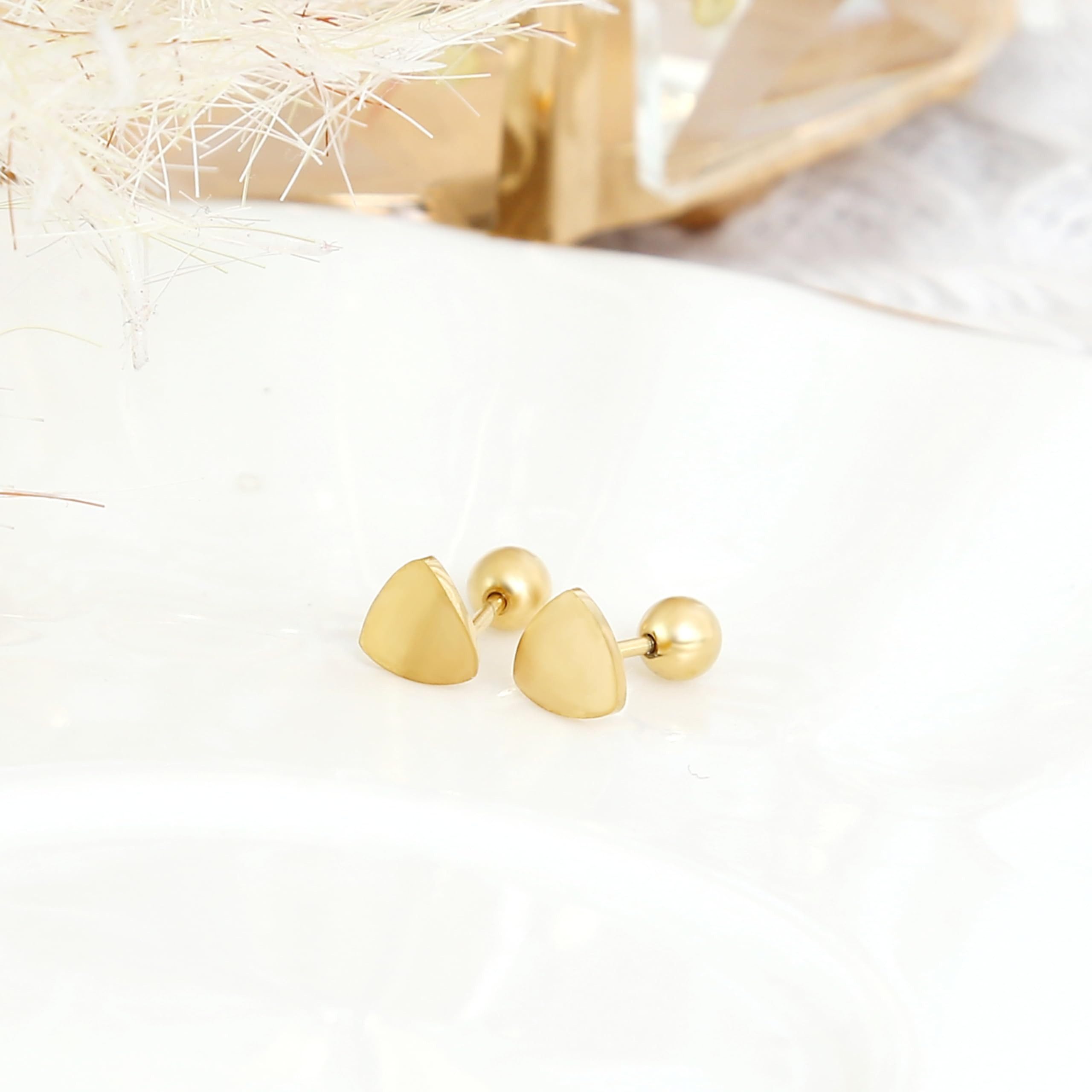 Made by Nami Ohrring-Set Dreieckige Ohrringe Gold für Damen Wasserfester Schmuck, Minimalistisch Geschenk für Sie