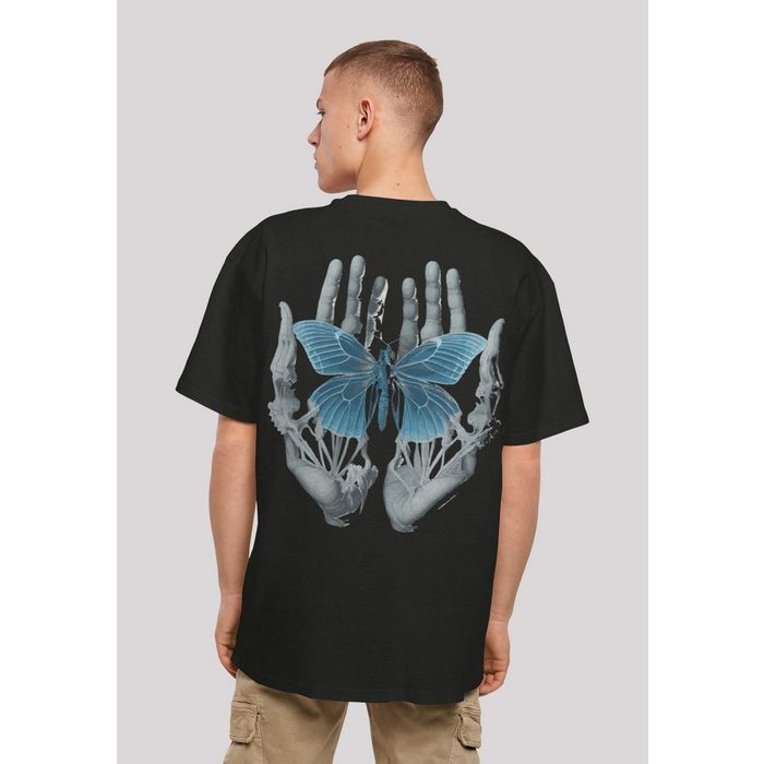 F4NT4STIC T-Shirt Skelett Hände Schmetterling