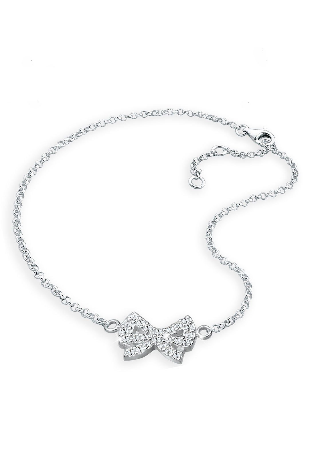 Elli Fußkette Schleife Weiß 925 Sterling Silber, mit Kristallen von Swarovski®, Schleife