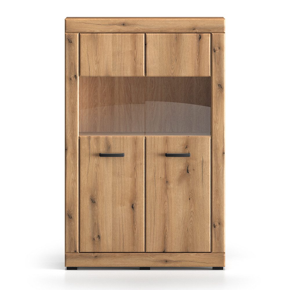 Lomadox Highboard DAKAR-131, in Eiche, 92 cm breit, 2 Türen mit Glaseinsatz