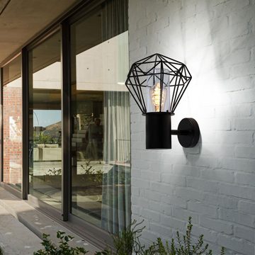etc-shop Außen-Wandleuchte, Leuchtmittel nicht inklusive, Außenbeleuchtung Wandleuchte Wandlampe Gartenleuchte Gitter schwarz