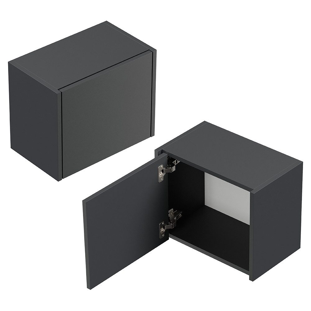 Lomadox Badmöbel-Set LIVIGNO-02, (Spar-Set, 6-St., LED-Spiegel Waschtisch Hochschrank Hängeschränke), in graphit matt mit LED-Beleuchtung