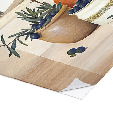 Posterlounge Wandfolie Franz Heigl, Olivenernte, Küche Mediterran Malerei