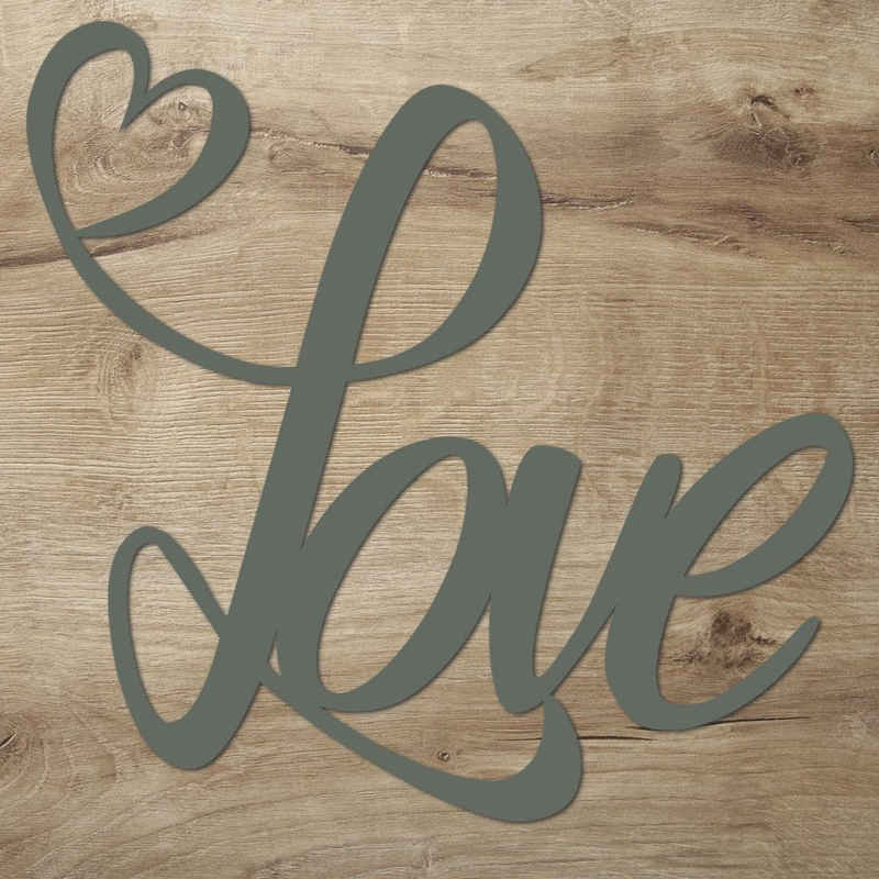 Namofactur 3D-Wandtattoo Holz Wandbild Schriftzug 'Love', Herz Wanddeko Liebe Wandgestaltung für dein Wohnzimmer / Schlafzimmer