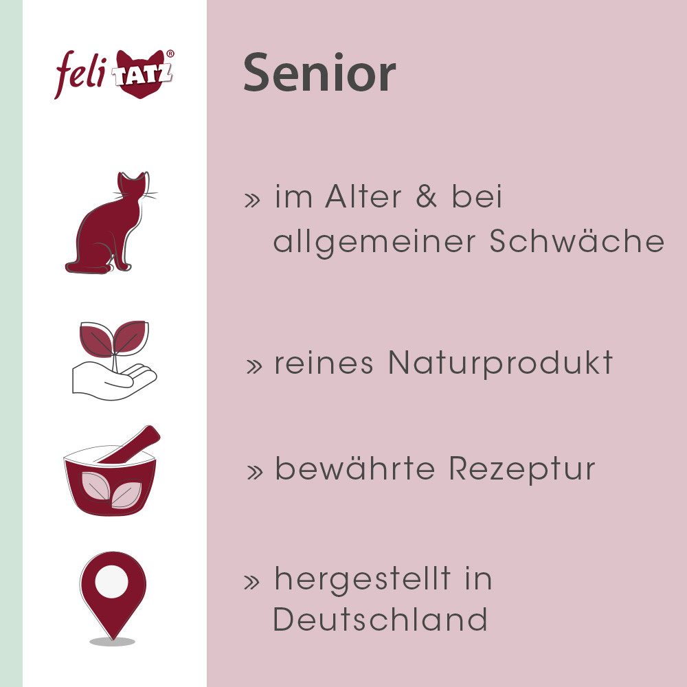 cdVet feliTATZ Senior, Ergänzungsfutter für: Katzen, Ausgleichen von ernährungsbedingten Defiziten bei allgem. Schwäche