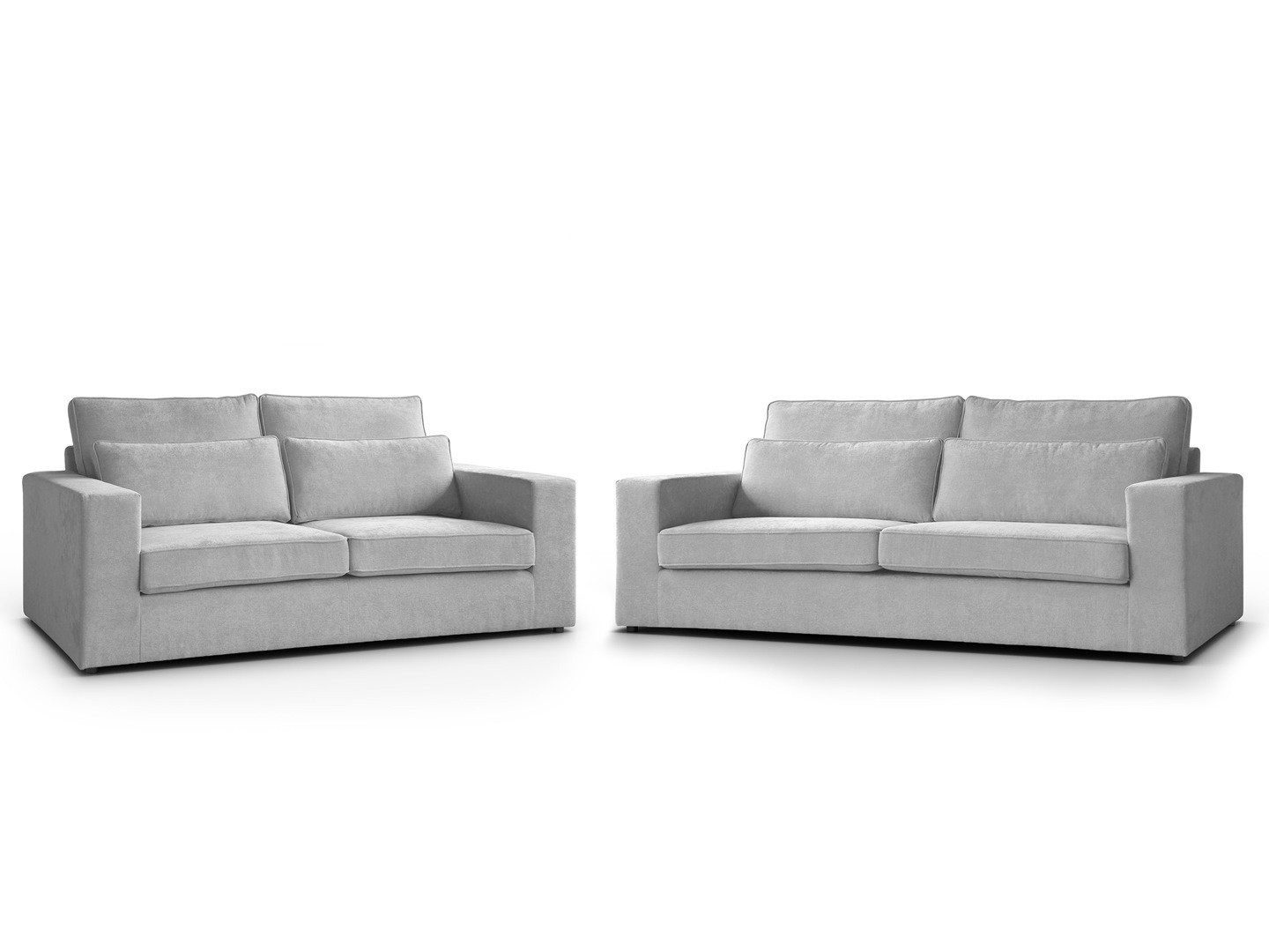 Beautysofa Sofa Polsterset 3-Sitzer + 2-Sitzer ohne Schlaffunktion PARMA hellgrau, Set: 3-Sitzer und 2-Sitzer Sofas, Kunststoffbeine in schwarzer Farbe
