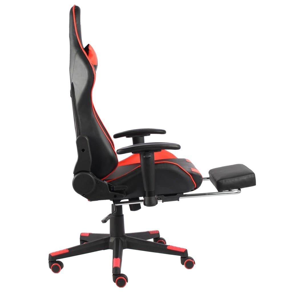 mit Drehbar Bürostuhl vidaXL Fußstütze PVC Rot Gaming-Stuhl