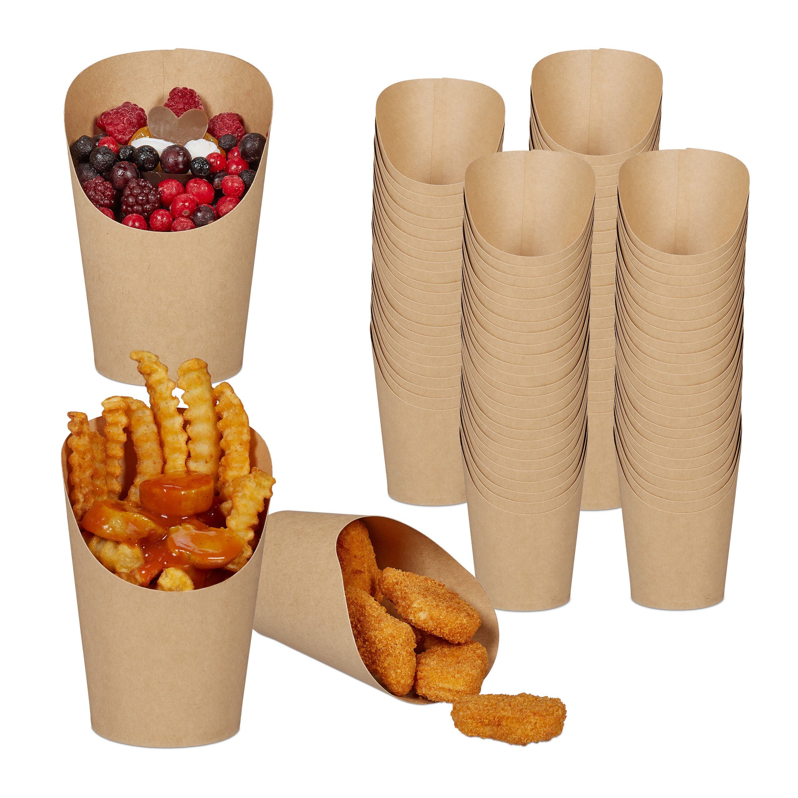 relaxdays Einwegbecher Kraftpapier Becher im 100er Set, 100-tlg., Papier