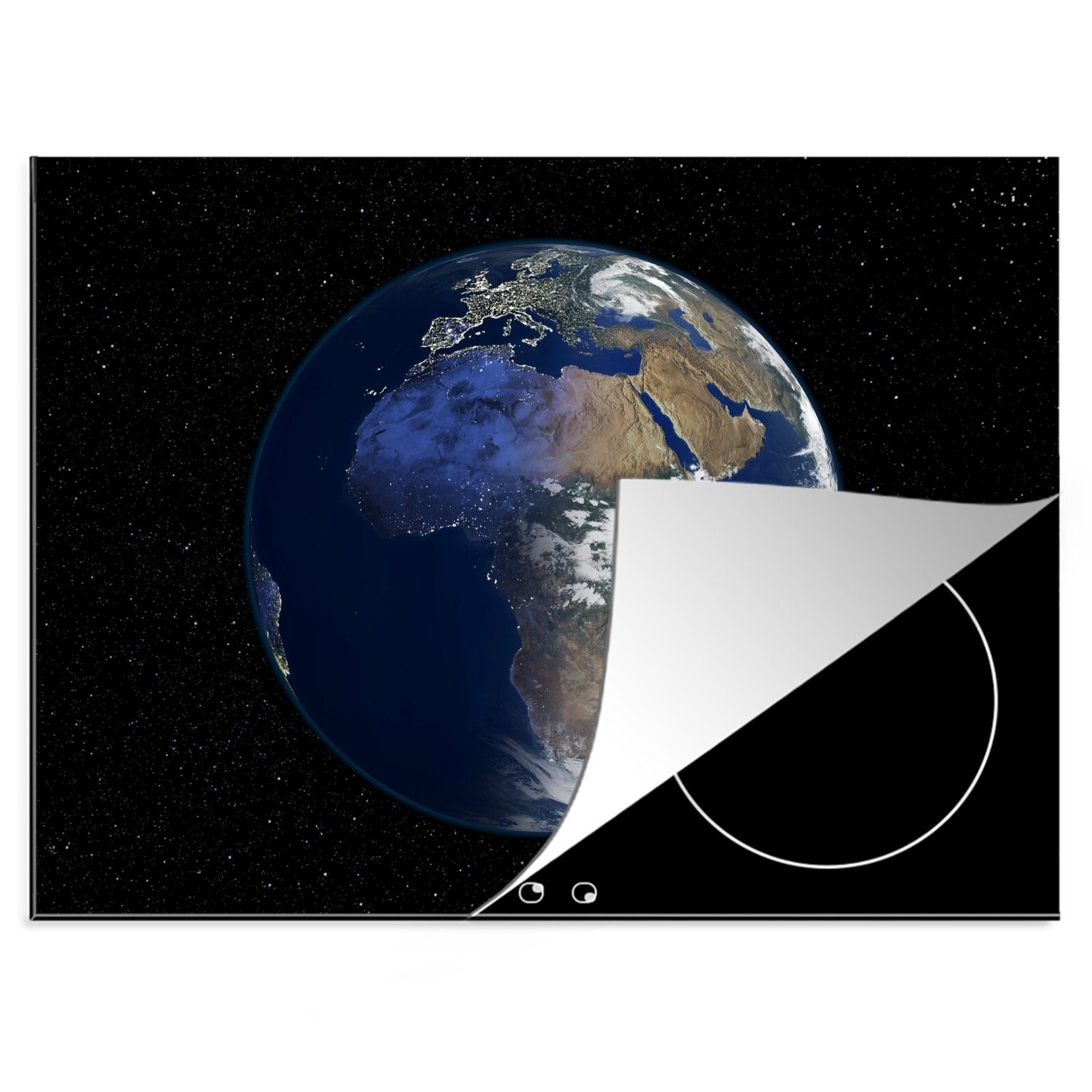 MuchoWow Herdblende-/Abdeckplatte Satellitenbild von Afrika, Vinyl, (1 tlg), 70x52 cm, Mobile Arbeitsfläche nutzbar, Ceranfeldabdeckung