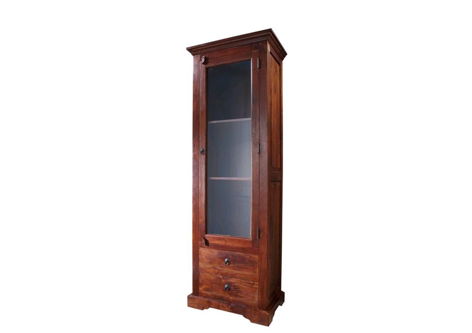 Massivmoebel24 Standvitrine OXFORD (Vitrine Akazie 65x44x191 nougat lackiert OXFORD #432) Vitrine Akazie 65x44x191 nougat lackiert OXFORD #432