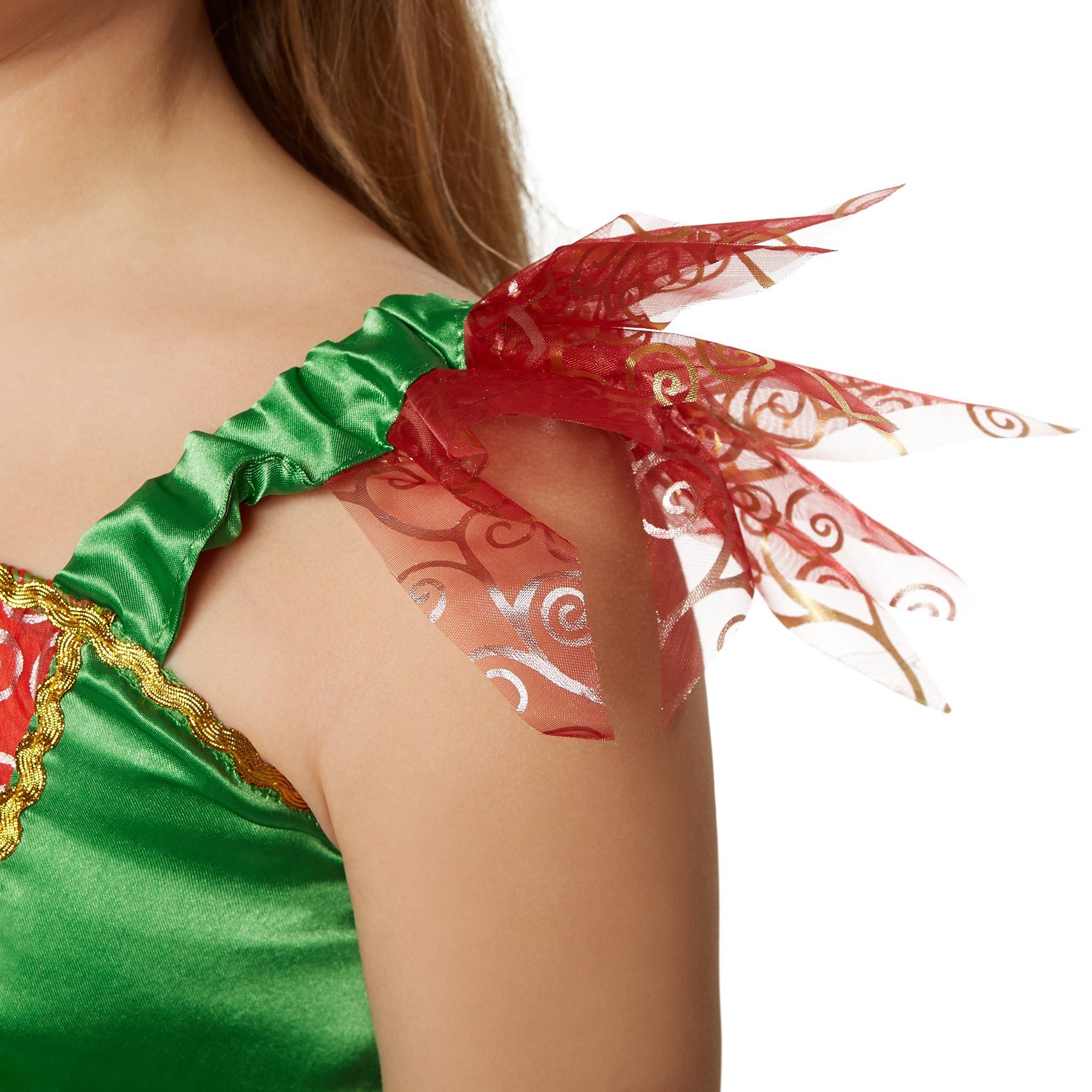 dressforfun Kostüm Mädchenkostüm Waldprinzessin, Märchenhaftes Trägerkleid in Rot- und Grüntönen