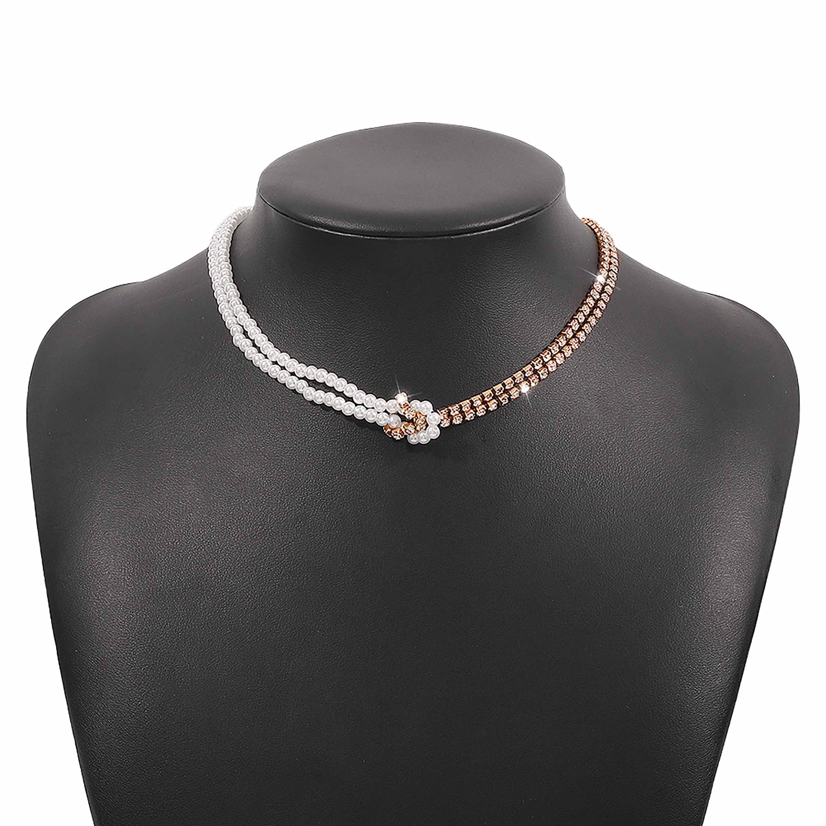 Choker Halskette SRRINM Kreative Perlenkette ineinandergreifende
