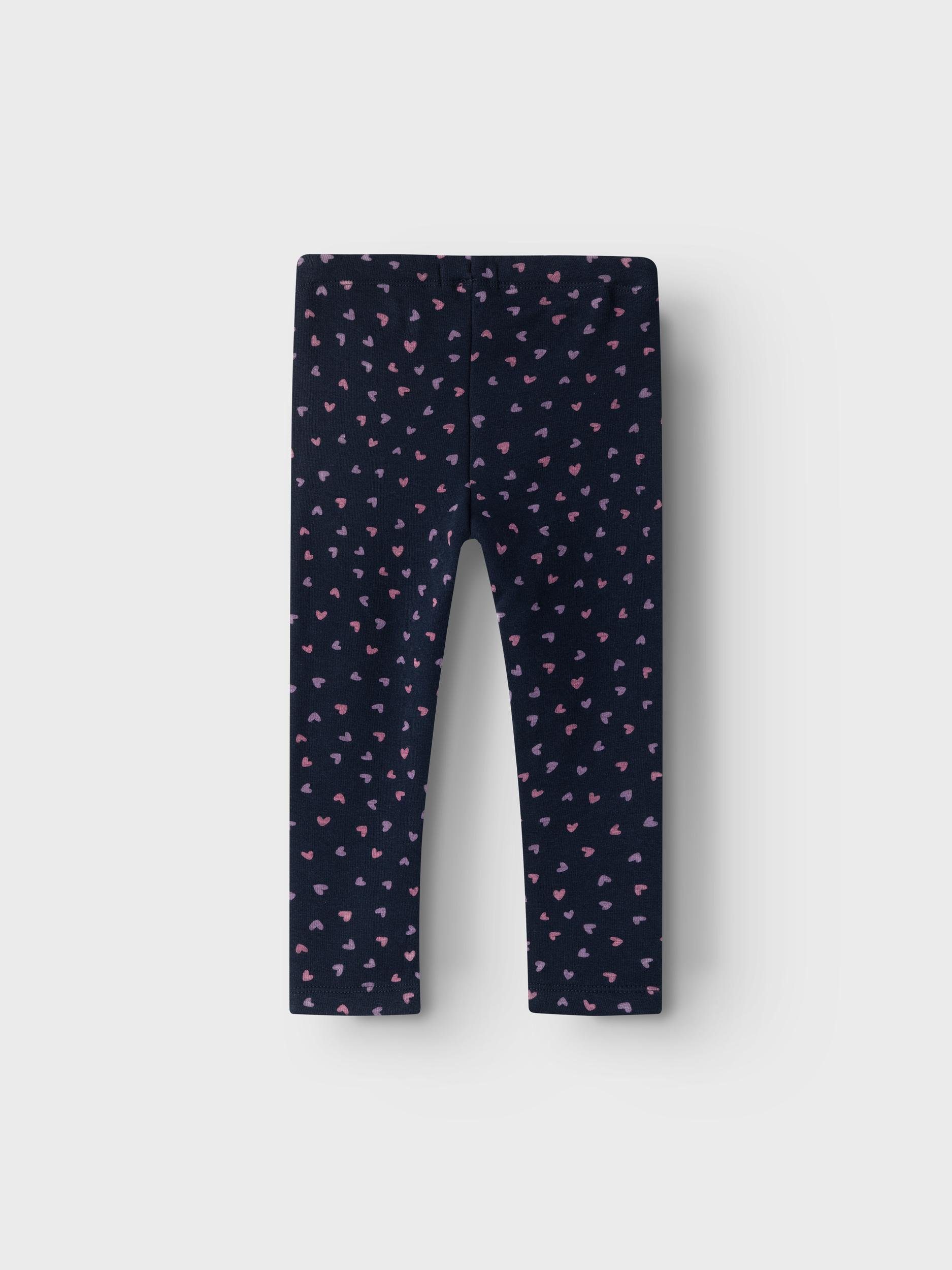 Leggings FLEECE NOOS Name BRU AOP:HEART It Dark LEGGING SWEAT Sapphire NMFDAVINA