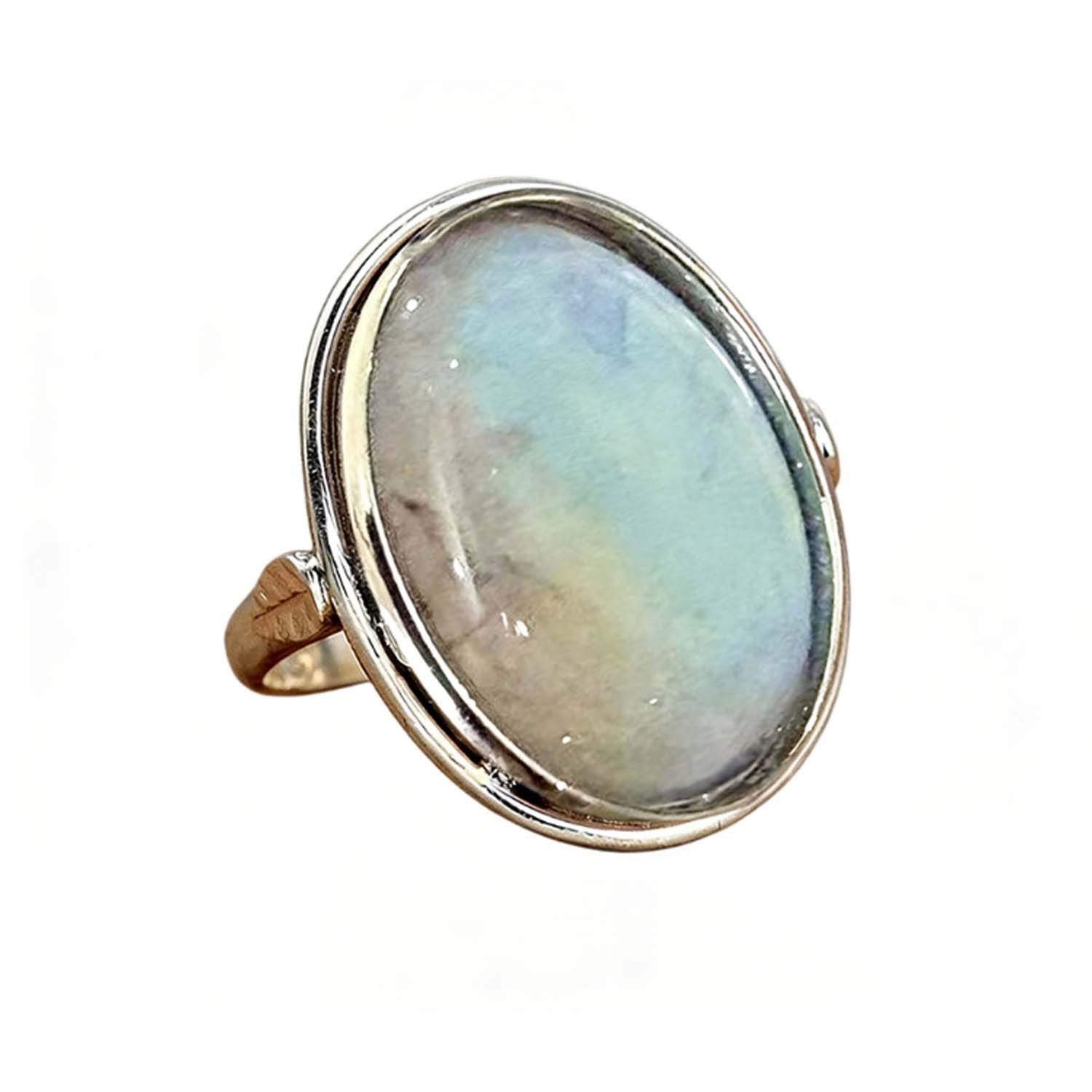 Innolea Fingerring Vintage-Ring mit Mondstein-Optik: Ovales, minimalistisches Design