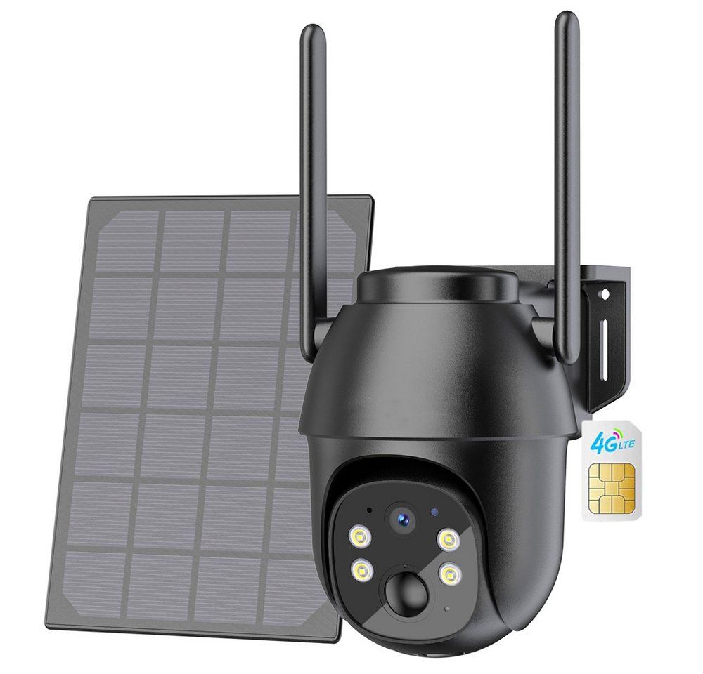 Topcony Überwachungskamera 4G LTE Überwachungskamera Aussen mit SIM Karte (Campingbus, Farm, Außenbereich, Wald, Aussen, Straße, 1-tlg., Menschenerkennung Automatische Verfolgung Cloud/TF-Speicher)