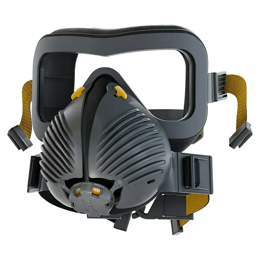 Hengst BV Mund-Nasen-Maske Atemschutzmaske Stealth Air + Vis mit Schutzbrille P3, 2-in-1-Lösung (Atemschutz + Augenschutz)