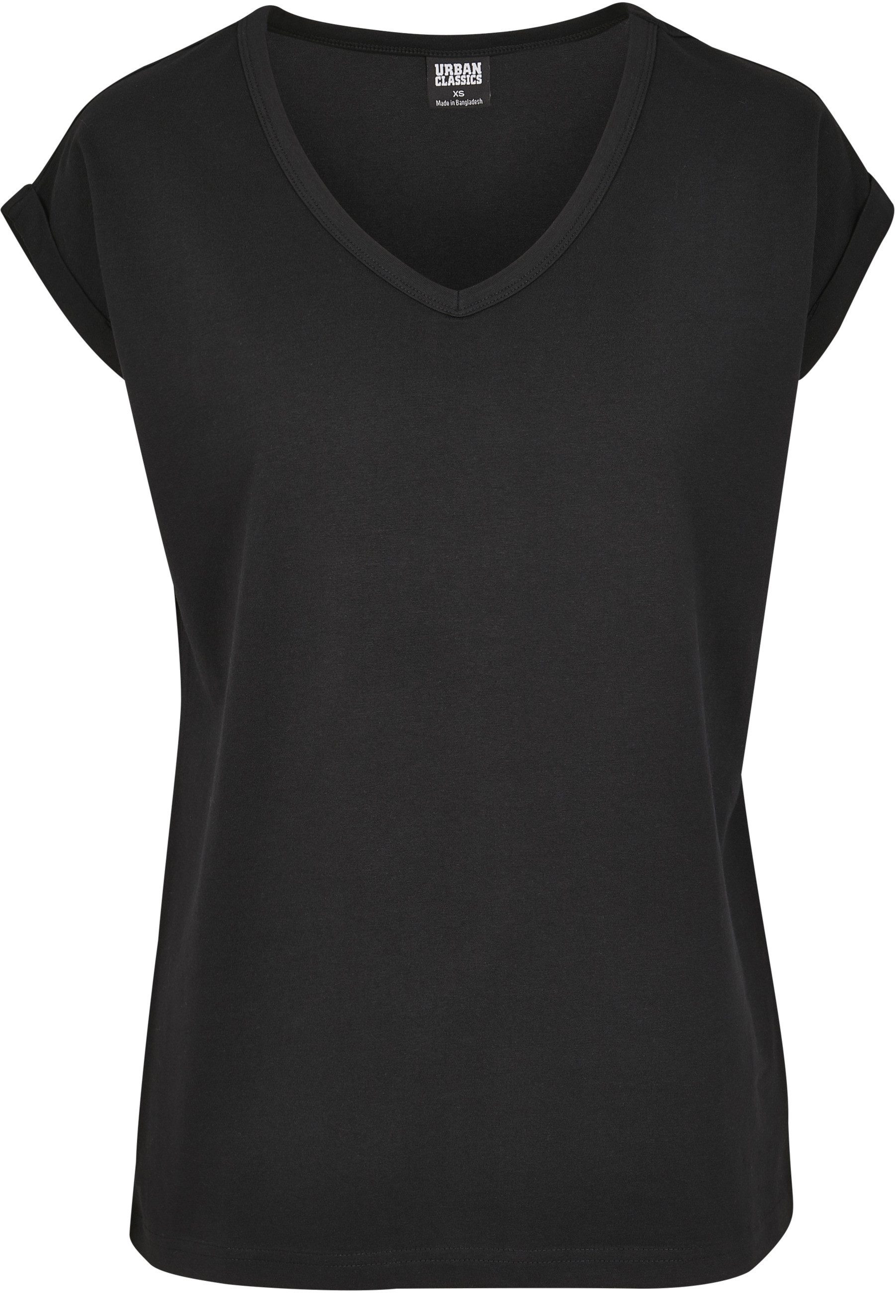 Kurzarmshirt Urban Classics Damen Ladies Round V-Neck Extended Shoulder Tee
